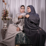 Elegant Abaya with Silver Floral Embellishment
