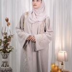 Embellished Linen-Blend Abaya
